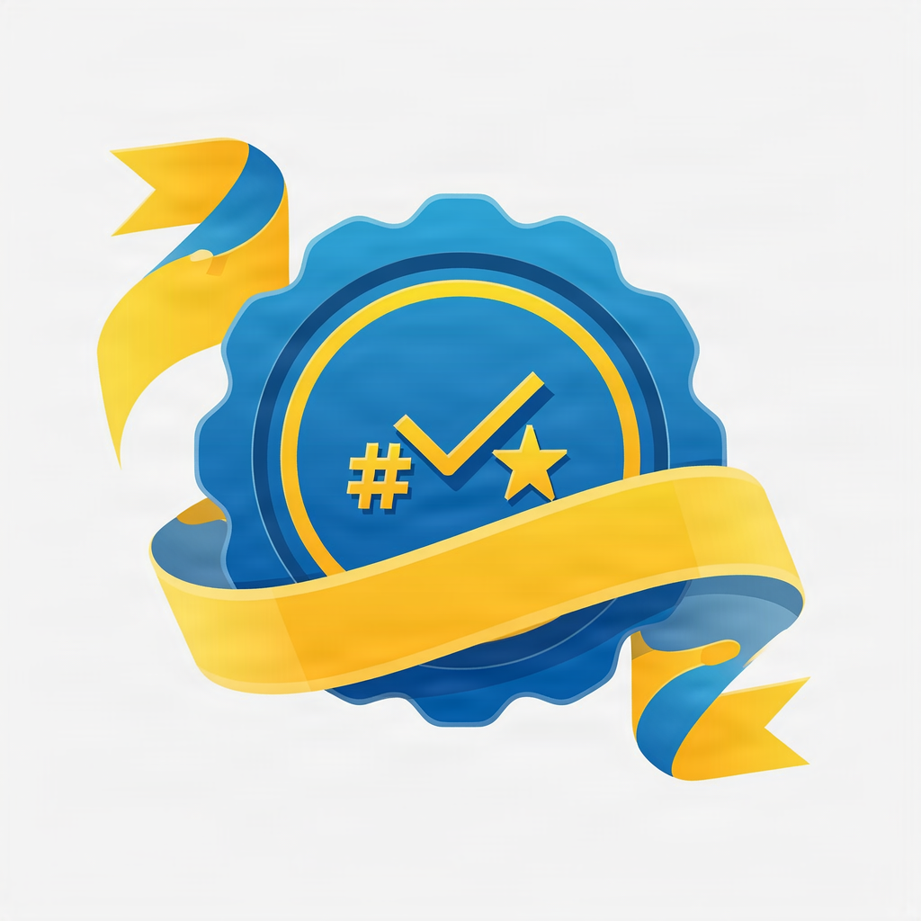 Free Digital Marketing Certificate icon with a professional seal and ribbon.